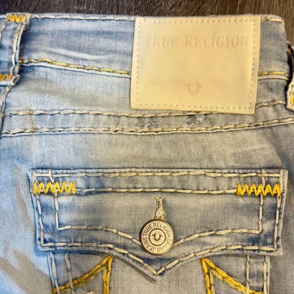 NWT True Religion Ricky Super T Flap Jeans Size‎ 31 Light Wash Distressed $299